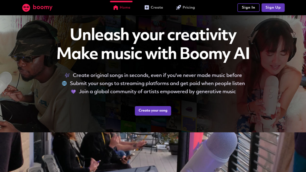 Boomy a top of AI Music Generators Tools